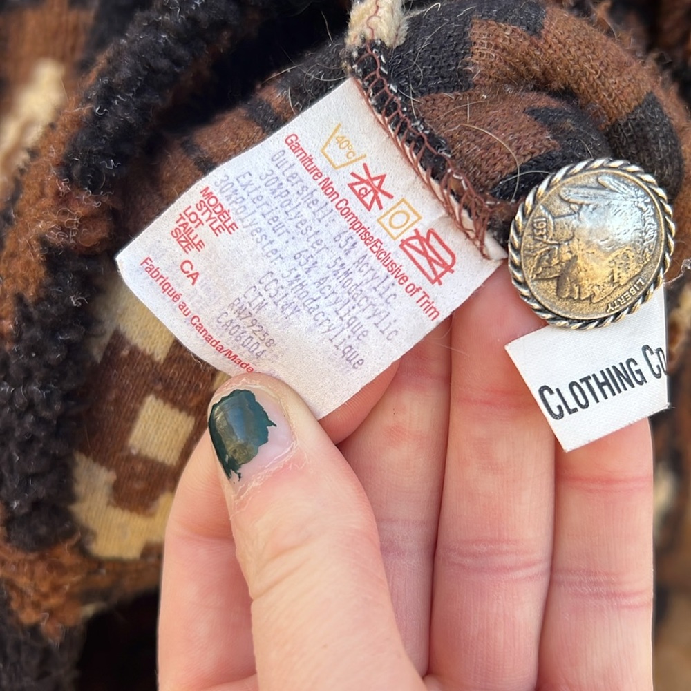 Vintage Brown & Black Aztec Sherpa Coat - Picture 6 of 7
